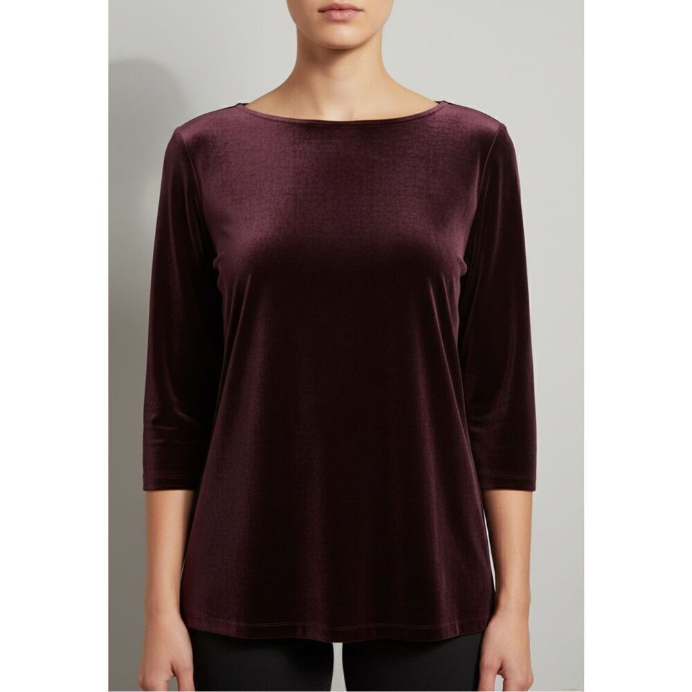 New!  R & M Richards Velour Tunic Burgundy Plus Sz. 16W Pullover Holidays Party